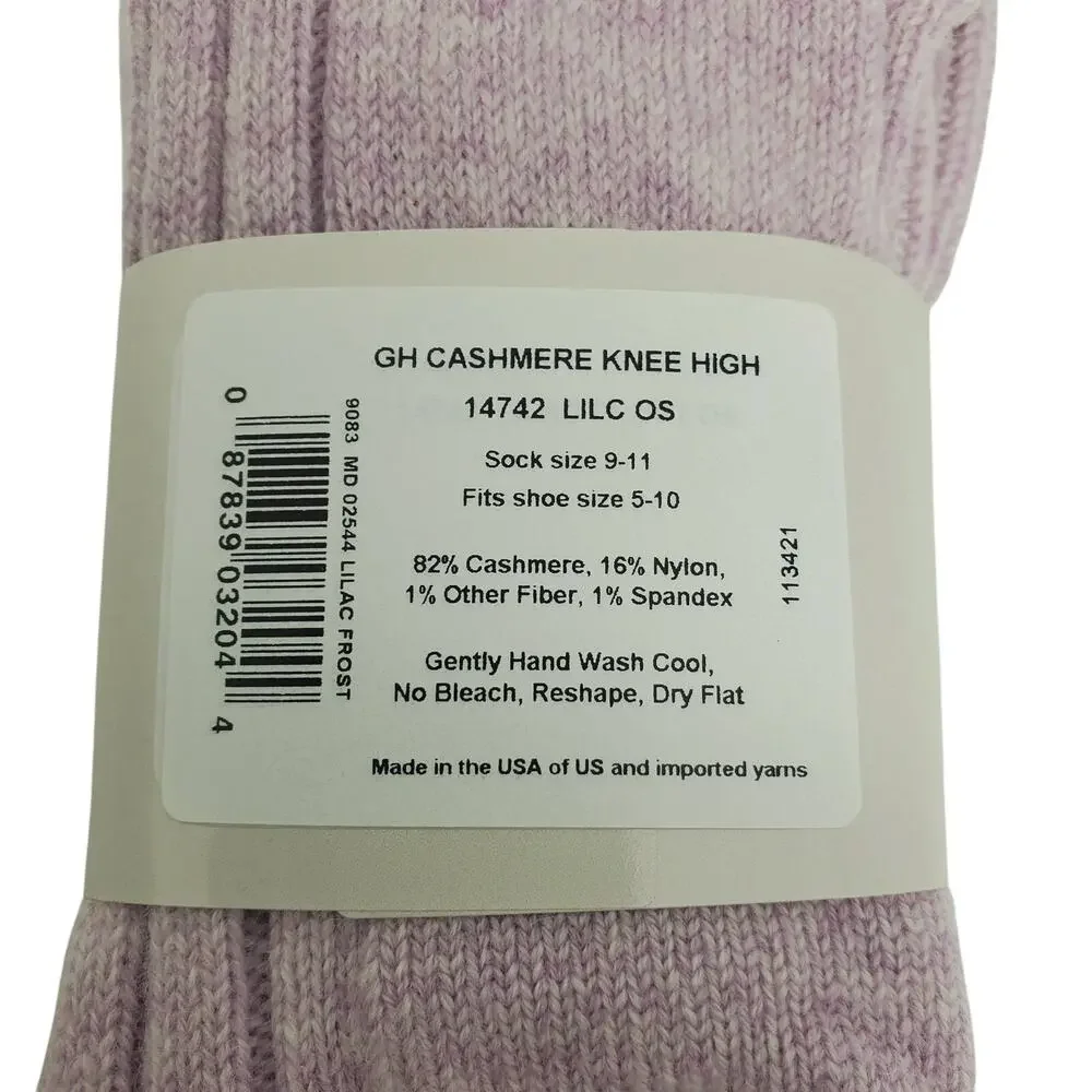NWT Garnet Hill Socks Knee High 9-11 Lilac Frost 82% Cashmere Warm Cozy Holiday